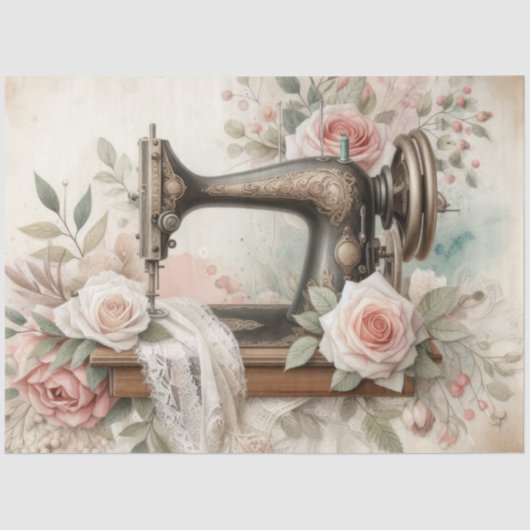 Een Bloemen Naaimachine Serie Ontwerp #2 Tissuepapier (Voorkant)