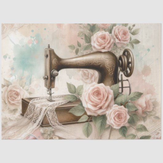 Een Bloemen Naaimachine Serie Ontwerp #4 Tissuepapier (Voorkant)