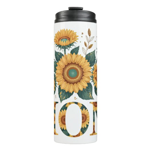 Een Bloemen Zonnebloem Moeder Groet Thermosbeker (Voorkant)