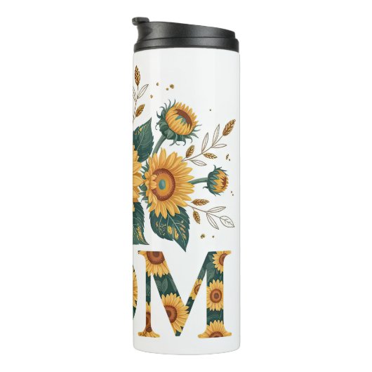 Een Bloemen Zonnebloem Moeder Groet Thermosbeker (Geroteerd rechts)