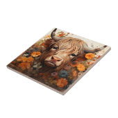 Een bloemenhoogland Koe serie ontwerp 3 Tegeltje (Zijkant)