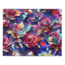 Een bloemenlegpuzzel in levendige kleuren.