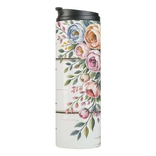 Een bloemenmam teken met Rozen Thermosbeker (Geroteerd rechts)