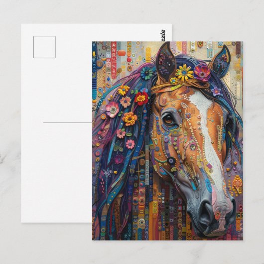 Een bloemenpaard briefkaart (Voorkant / Achterkant)