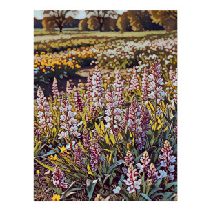 Een bloemenveld - Glanzend Poster