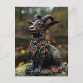 Een bloemig geitenbeeld briefkaart