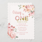 Een bloemig verjaardagsfeestje kaart (Voorkant / Achterkant)