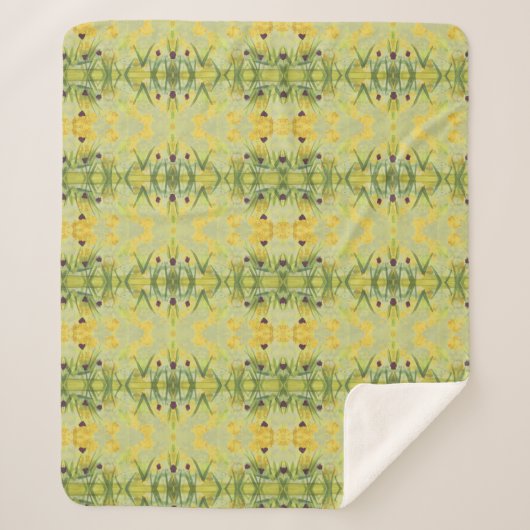 Een bloemige deken met groen en geel (Voorkant)