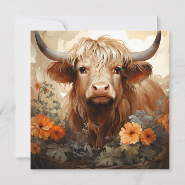 Een bloemige Highland Cow serie ontwerp 2 (Voorkant)