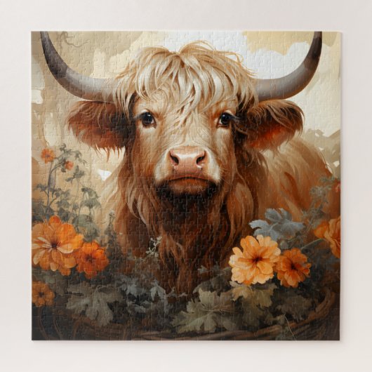 Een bloemige Highland-koserie ontwerp 2 Legpuzzel (Verticaal)