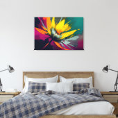 Een Bloemige Odyssee – Expressieve Bloei in Bewegi Canvas Afdruk (Insitu (Slaapkamer))