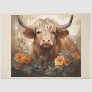 Een bloemkoe uit de hooglanden serie ontwerp 2 tissuepapier
