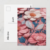 Een bloemmotief met een roze achtergrond briefkaart (Voorkant / Achterkant)