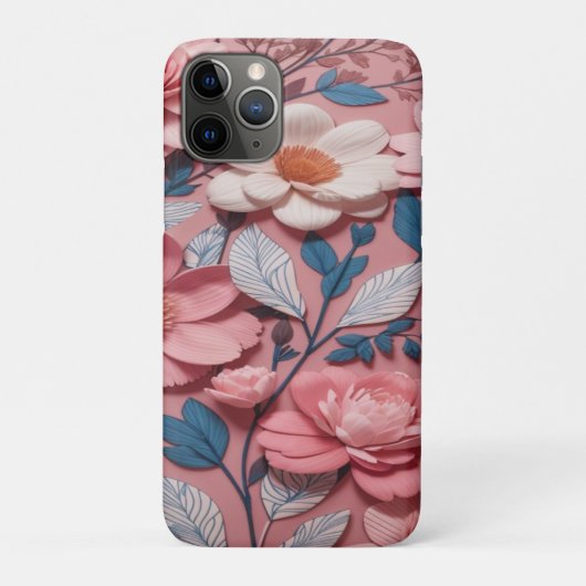 Een bloemmotief met een roze achtergrond Case-Mate iPhone case (Achterkant)