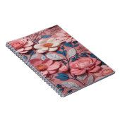 Een bloemmotief met een roze achtergrond notitieboek (Rechterzijde)