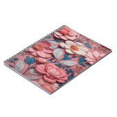 Een bloemmotief met een roze achtergrond notitieboek (Linkerzijde)