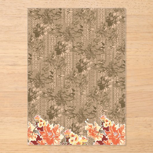 Een  bloemmotief met ingewikkeld bruin desi acryl uitnodigingen (Voorkant)