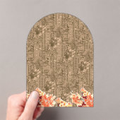 Een bloemmotief met ingewikkeld bruin desi acryl uitnodigingen (Insitu (Draagbaar))