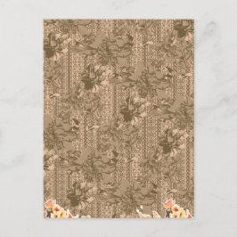 Een  bloemmotief met ingewikkeld bruin desi feestdagenkaart