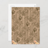 Een  bloemmotief met ingewikkeld bruin desi feestdagenkaart (Voorkant / Achterkant)