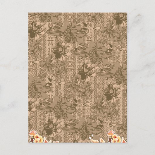 Een  bloemmotief met ingewikkeld bruin desi feestdagenkaart (Voorkant)