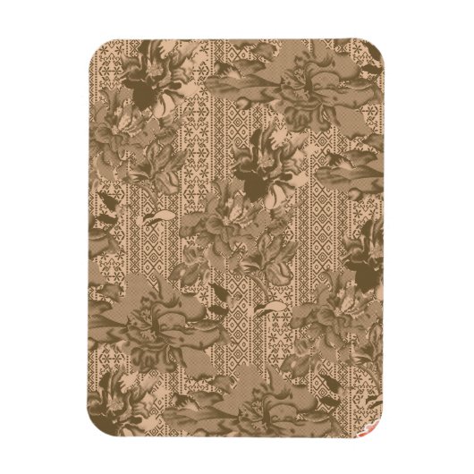 Een  bloemmotief met ingewikkeld bruin desi magneet (Verticaal)