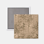 Een bloemmotief met ingewikkeld bruin desi magneet (Voorkant / Achterkant)