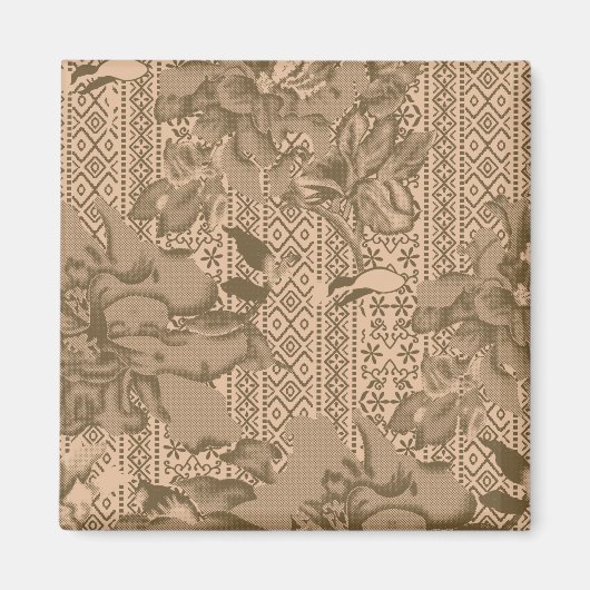 Een bloemmotief met ingewikkeld bruin desi magneet (Voorkant)