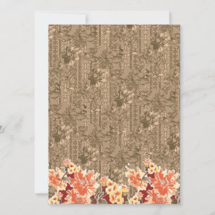 Een  bloemmotief met ingewikkeld bruin desi save the date