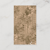 Een  bloemmotief met ingewikkeld bruin desi visitekaartje (Achterkant)