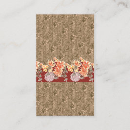 Een  bloemmotief met ingewikkeld bruin desi visitekaartje