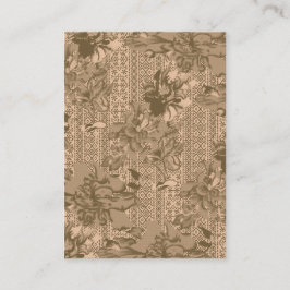 Een  bloemmotief met ingewikkeld bruin desi visitekaartje