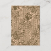 Een  bloemmotief met ingewikkeld bruin desi visitekaartje (Achterkant)