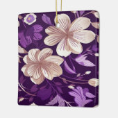 Een bloemmotief met paarse achtergrond keramisch ornament (Links)