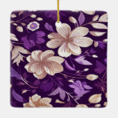 Een bloemmotief met paarse achtergrond keramisch ornament (Achterkant)