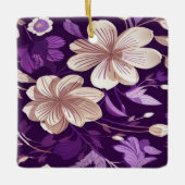 Een bloemmotief met paarse achtergrond keramisch ornament (Voorkant)