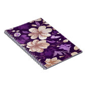 Een bloemmotief met paarse achtergrond notitieboek (Rechterzijde)