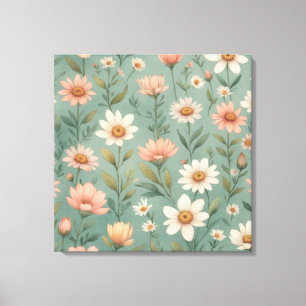 Een bloemmotief op een achtergrond canvas afdruk
