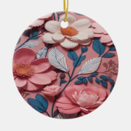 Een bloempatroon met een roze achtergrond keramisch ornament