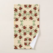 Een bloemrijke handdoek set in chocoladebruin en r (Handdoek)