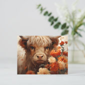 Een bloemrijke Highland Koe serie Design 1 Briefkaart (Staand voorkant)