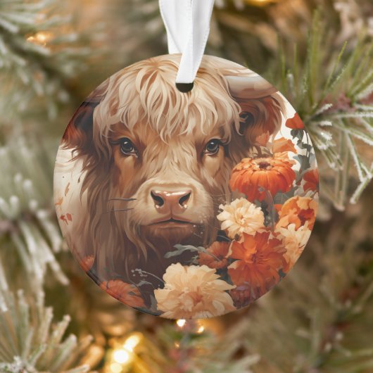 Een bloemrijke Highland Koe serie Design 1 Ornament (Boom)