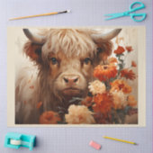 Een bloemrijke Highland Koe serie Design 1 Tissuepapier (Craft)