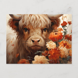 Een Bloemrijke Hooglandrund Serie Ontwerp 1 Briefkaart