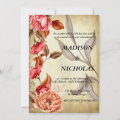 Een bloemrijke, rustieke botanische bruiloft uitno kaart (Voorkant)