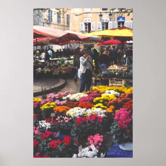 Een bloemstal, marktdag, Aix-en-Provence Poster (Voorkant)