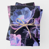 Een bloemstructuur van neonbroderie inpakpapier vel (In situ)