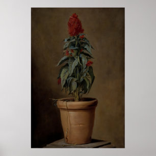 Een bloemstuk in pot Still Life, Donkere Botanisch Poster