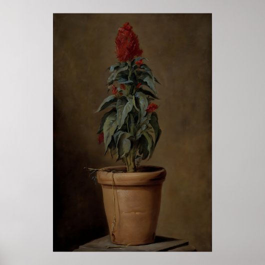 Een bloemstuk in pot Still Life, Donkere Botanisch Poster (Voorkant)