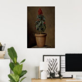 Een bloemstuk in pot Still Life, Donkere Botanisch Poster (Thuiskantoor)